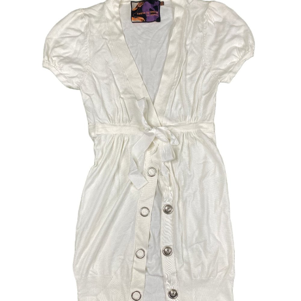 Twelve By Twelve white cap sleeve sweater cardigan